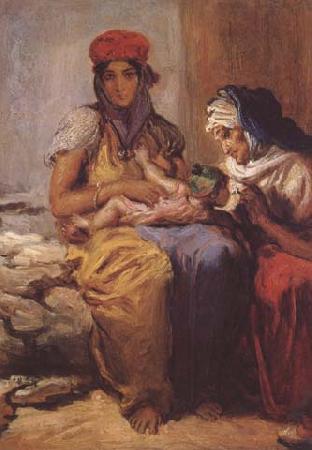 Theodore Chasseriau Femme maure allaitant son enfant et une vieille (mk32) oil painting image